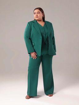 SHEEN COUTURE - Plus Size Green Slim Fit Blazer and Pant