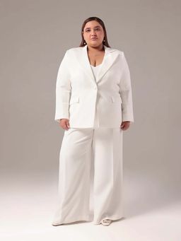 SHEEN COUTURE - Plus Size White Regular Fit Blazer and Pant