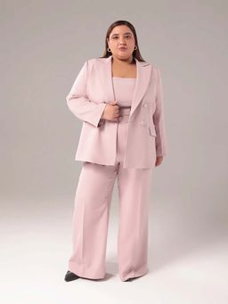 SHEEN COUTURE - Plus Size Dusty Pink Double Breasted Blazer and Pant