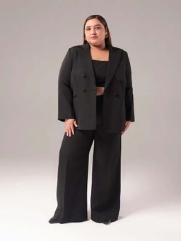 SHEEN COUTURE - Plus Size Black Double Breasted Blazer and Pant