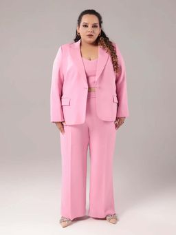SHEEN COUTURE - Plus Size Pink Formal Blazer and Pant