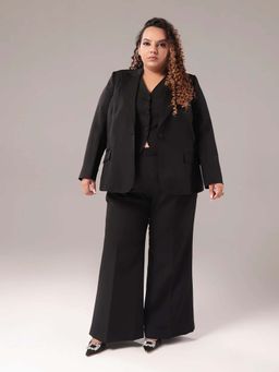 SHEEN COUTURE - Plus Size Black Slim Fit Blazer and Pant