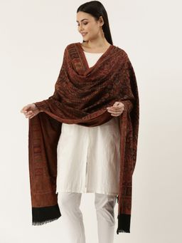 Pashmoda - Women Black Woven Design Jamawar Shawl