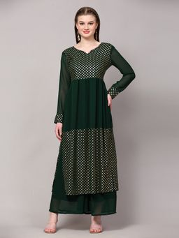Poshak Hub - Green Sweetheart Printed Kurta with Palazzo