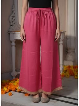 ARAMYA - Women Coral Poly Silk Palazzo