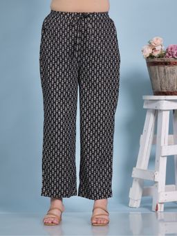 ARAMYA - Women Black Kantha Cotton Butta Pant