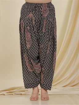 ARAMYA - Women Black Kantha Cotton Block Print Salwar