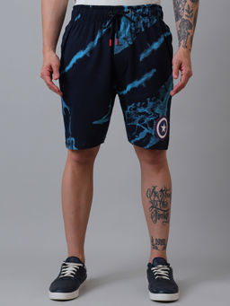 Free Authority - Official Marvel Comics Captain America Graphic Navy Blue Shorts