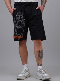 Free Authority - Official Dragon Ball Z Anime Printed Cotton Blend Black Shorts
