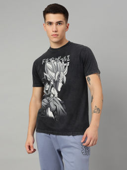 Free Authority - Men Official Dragon Ball Z Anime Printed Pure Cotton Black T-Shirt