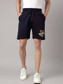 Free Authority - Official Harry Potter Graphic Cotton Blend Navy Blue Shorts