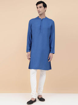Fabindia - Blue Viscose Silk Long Kurta