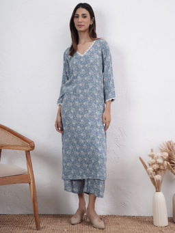 PINKSKY - Womens Blue Floral Co-Ord (Set of 2)