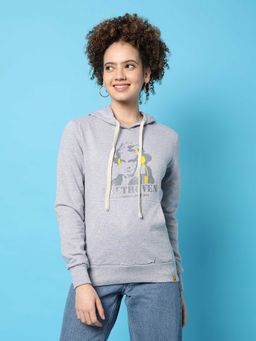 Campus Sutra - Womens Grey Printed Sweatshirt