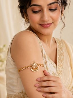 Accessher - Gold Plated Kundan Bajuband with Pearl Drops