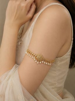 Accessher - Gold Plated Kundan Pearl Bajuband for Women