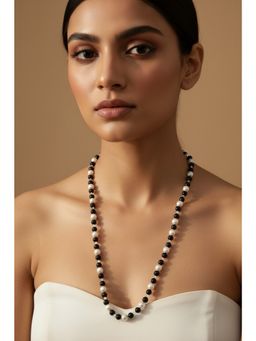 Kastiya Jewels - Black Agate Semi Precious Gemstone and White Pearl Necklace