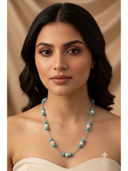 Kastiya Jewels - Magnasite Blue Semi Precious Gemstone and Pearl Necklace