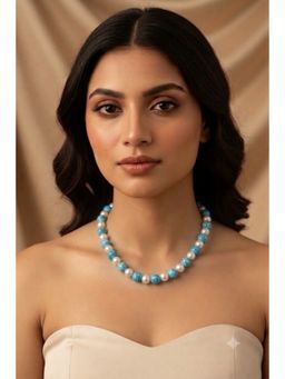 Kastiya Jewels - South African Turquoise Semi Precious Gemstone and Pearl Necklace