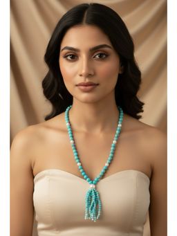 Kastiya Jewels - Magnasite Turquoise Semi Precious Gemstone and Pearl Necklace