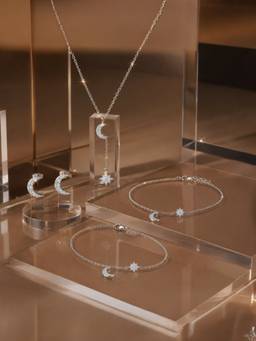 LuxeVogue - Celestial Moonlight 925 Sterling Silver Necklace, Earrings and Anklet
