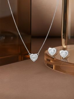 LuxeVogue - Eternal Heart 925 Silver Necklace and Earrings Set