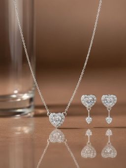 LuxeVogue - Eternal Heart Drop Silver Jewelry Set