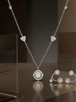 LuxeVogue - Starry Night Celestial Sparkle Necklace and Jacket Earrings Set