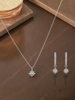 LuxeVogue - Celestial Sparkle Star Pendant and Drop Earrings Set