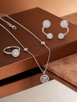LuxeVogue - Solitaire Halo Signature Set in 925 Sterling Silver