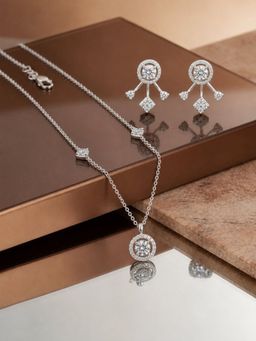 LuxeVogue - 925 Sterling Silver Starry Necklace and Matching Earrings Set