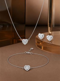LuxeVogue - Timeless 925 Sterling Silver Necklace, Bracelet and Stud Earrings Set