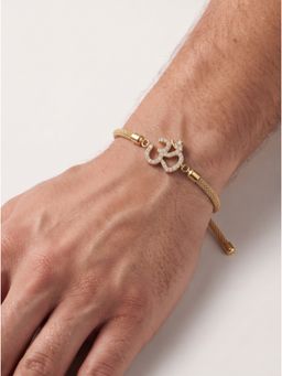 MINJI AND CO. - Om Crystal Charm Rakhi Gold Plated Brass with CZ Stone Adjustable Thread