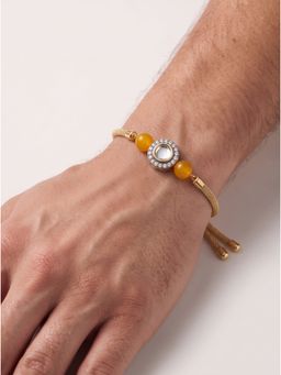 MINJI AND CO. - Minimal Circle Rakhi Gold Plated Brass with CZ Stone Adjustable Thread