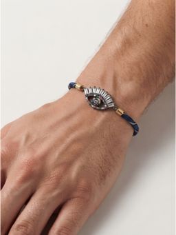 MINJI AND CO. - Blue Evil Eye Charm Rakhi Gold Plated Brass with CZ Stone Adjustable Thread