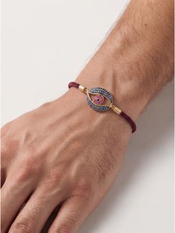 MINJI AND CO. - Evil Eye Charm Rakhi Gold Plated Brass with CZ Stone Adjustable Thread