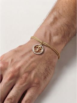 MINJI AND CO. - Om Blessing Rakhi Gold Plated Brass with CZ Stone Adjustable Thread
