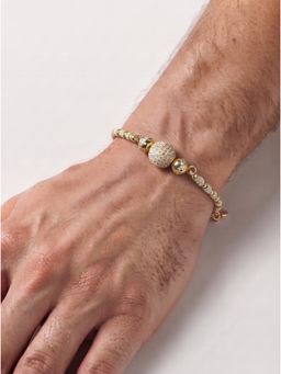 MINJI AND CO. - Classic Gold Plated Rakhi Brass with CZ Stone Adjustable Thread