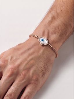 MINJI AND CO. - Hamsa Evil Eye Rakhi Gold Plated Brass with CZ Stone Adjustable Thread