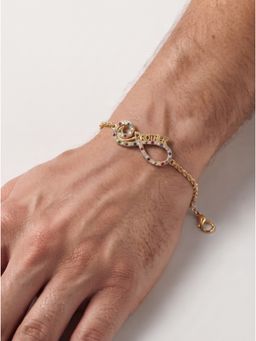 MINJI AND CO. - Love Between Sister and Brother Rakhi Gold Plated Brass with CZ Stone