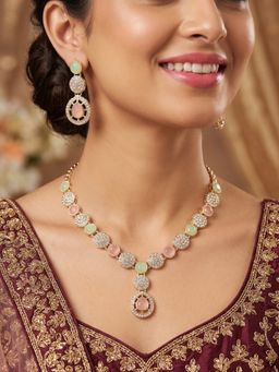 NUI - Gold Plated Necklace with Earrings & Maangtika For Women