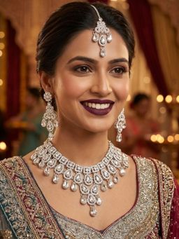 NUI - Gold Plated Necklace with Earrings & Maangtika For Women