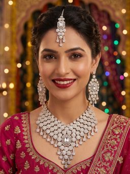 NUI - Gold Plated Necklace with Earrings & Maangtika For Women