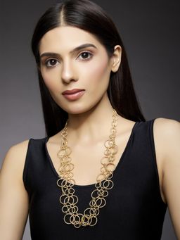 Rhea - Claire Gold Rings Layered Long Necklace