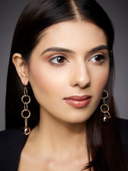 Rhea - Savannah Gold Rings Ball Long Earrings