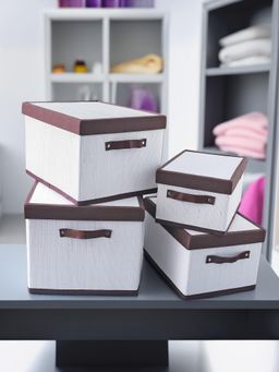 Savya Home - White Bamboo Laundry Storage Basket (Pack of 4)