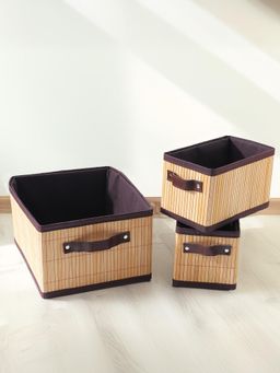 Savya Home - Bamboo Laundry Clothes Basket (Pack of 3)