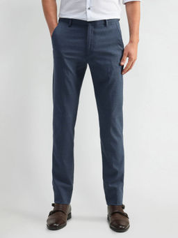 Arrow Newyork - Mens Navy Blue Checks Formal Trouser