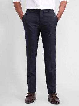 Arrow Newyork - Mens Navy Blue Checks Formal Trouser
