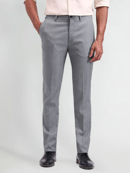Arrow Newyork - Mens Grey Textured Formal Trouser